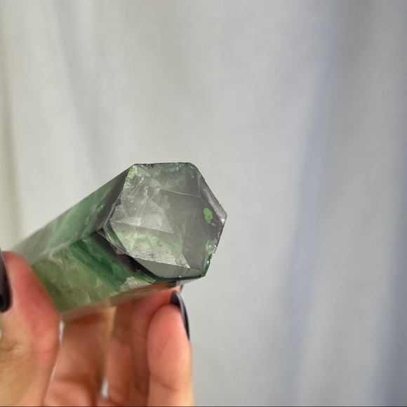 Fluorite Tower Green Dark Purple & Scolecite Gemmy - Picture 12 of 17